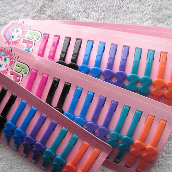 12 Eye Candy Bright All Plastic Flat Tight Hair Barrettes Clips Pins No Metal - Picture 5 of 5